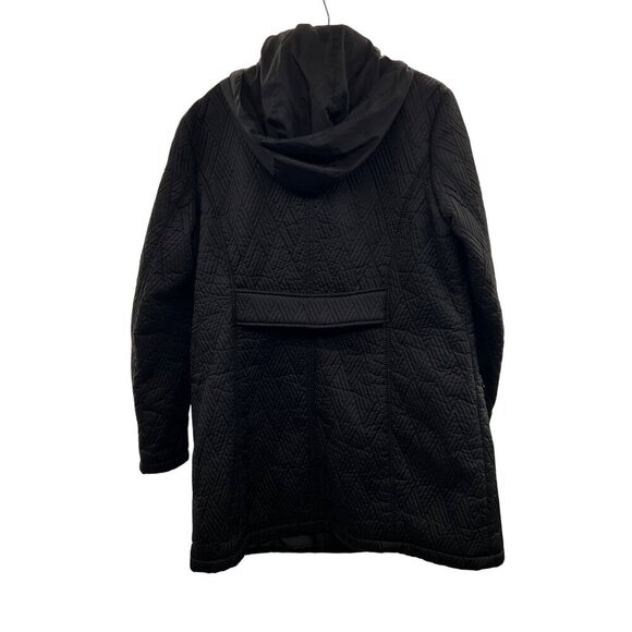 Kenneth Cole Women's Quilted Coated Hooded Zip Up Black Size XL Pockets - Picture 7 of 8